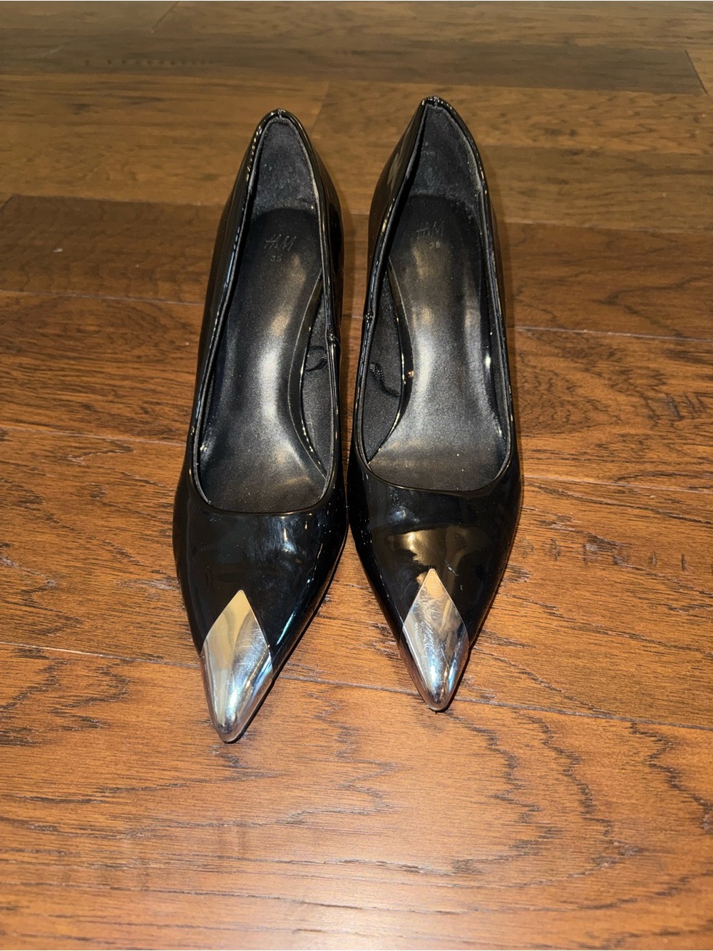 H&M Black Pumps with Silver Pointed Cap